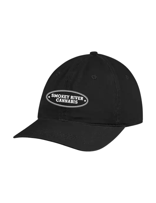 Garment Washed Unstructured Twill Black Cap w/Smokey River