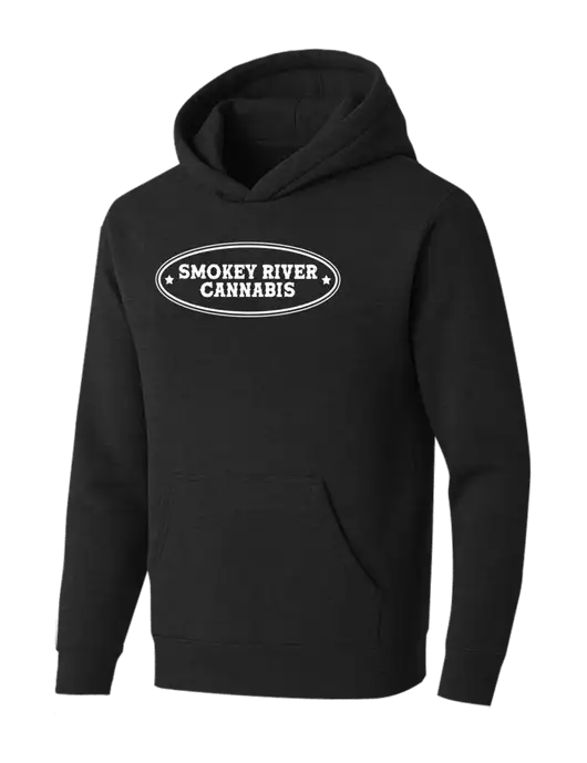 BELLA+CANVAS Black Heather Sponge Fleece Pullover Hoodie w/Smokey River