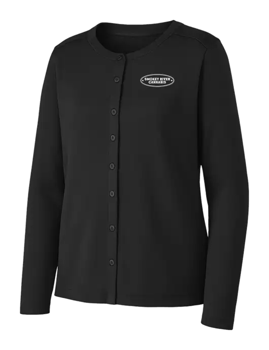 Black Womens Concept Stretch Button-Front Cardigan Sweater w/Smokey River
