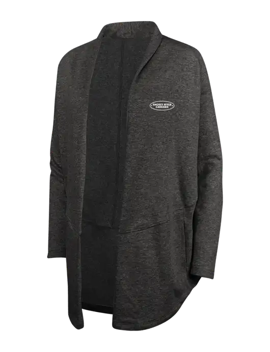 Charcoal Heather/ Medium Heather Grey Womens Interlock Cardigan w/Smokey River