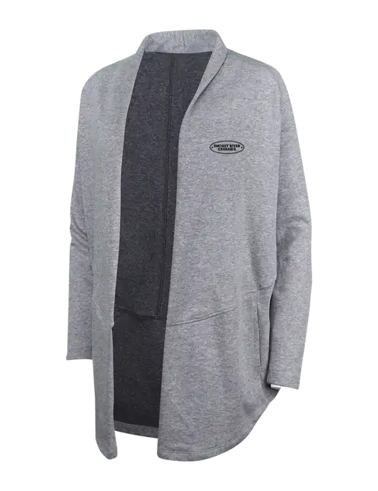 Medium Heather Grey/Char Heather Womens Interlock Cardigan w/Smokey River