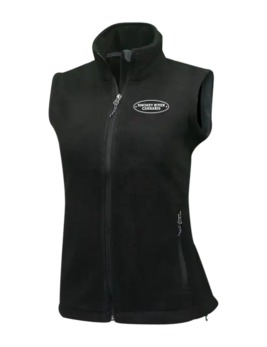 Womens Black Fleece Vest w/Smokey River