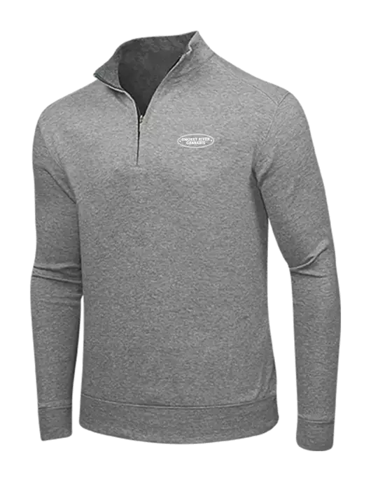 Medium Heather Grey/Charcoal Heather Interlock 1/4 Zip w/Smokey River